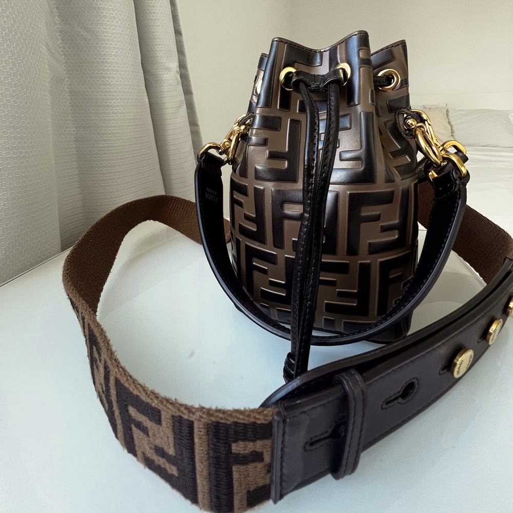 Fendi Top Handle and Cross Body Bucket Bag with Strap